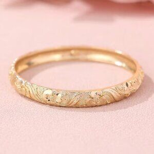 14K Gold Womens Chunky Etched Bangle Cuff Bracelet Ladies New 14K Silver Jewelry